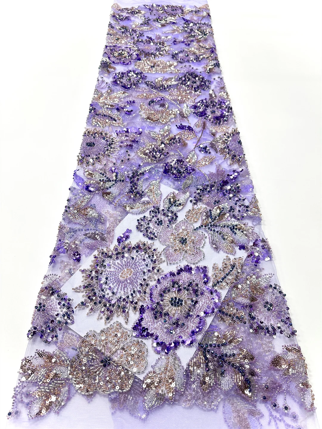 

French Tulle Sequins Lace Fabric Embroidery 5 Yards African 2026 Luxury Beaded African Mesh Lace For Nigerian Women Party Dress
