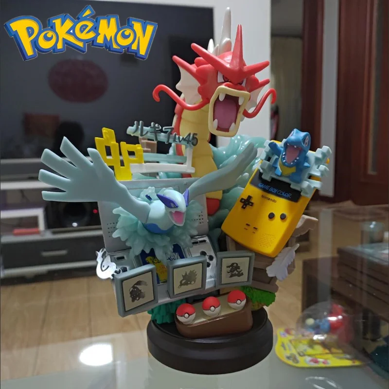 

Pokemon Anime 25cm Hot Gyarados Ho Oh Celebi Chikorita Lugia Gameboy Pvc Model Statue Figure Toys Collectable Decorate Kids Gif