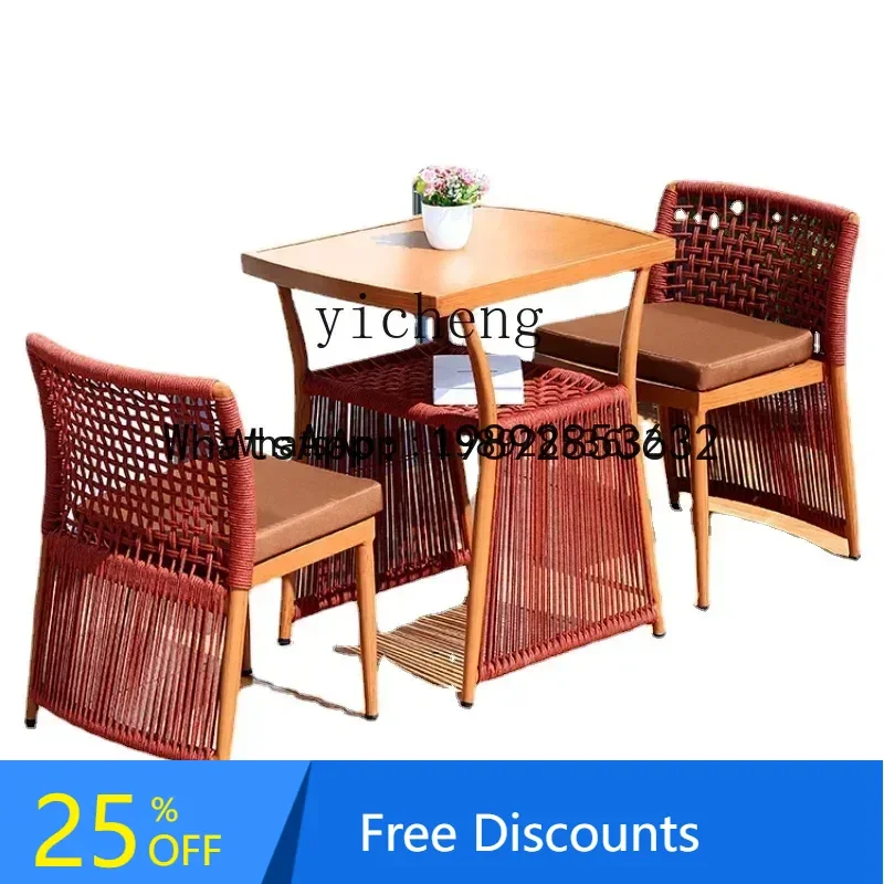 LYY  Table Three-Piece Leisure Rattan Chair Home a Table and Two Chairs Table-Chair Set