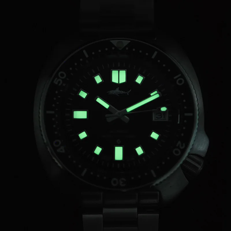 Heimdallr Titanium Men's Turtle Diving Watch Green Luminous Dial Sapphire 200M Waterproof NH35 Automatic Movement Wristwatches