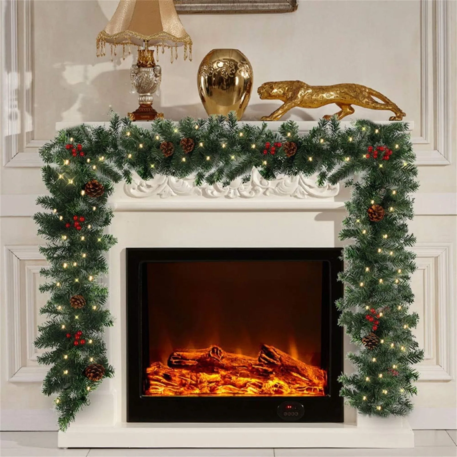 Christmas Garland Decorations Mantle Garland Xmas Holiday Indoor Indoor Home Mantle Fireplace Useful Things For Home