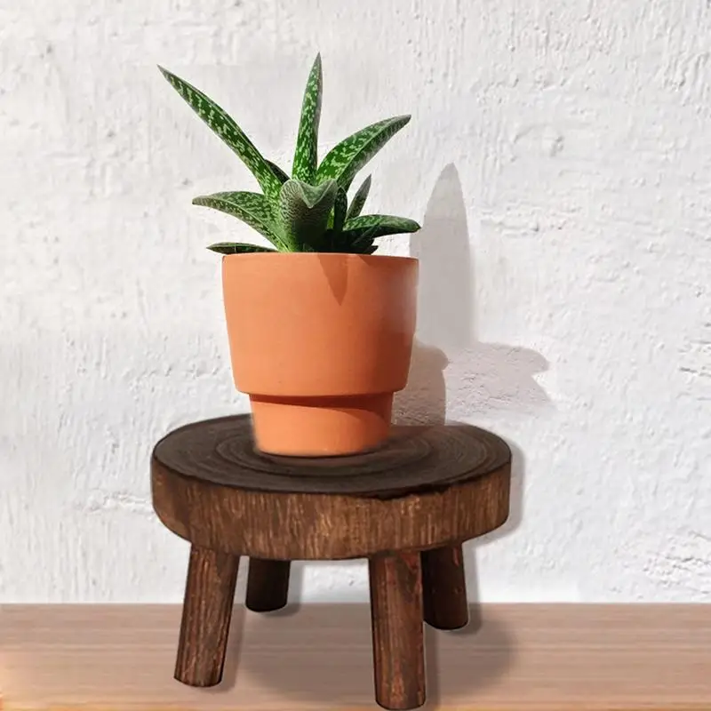 Garden Flower Pot Stand Wooden Plant Stand Flower Pot Base Holder Stool For Gardening Interior Decoration Living Room