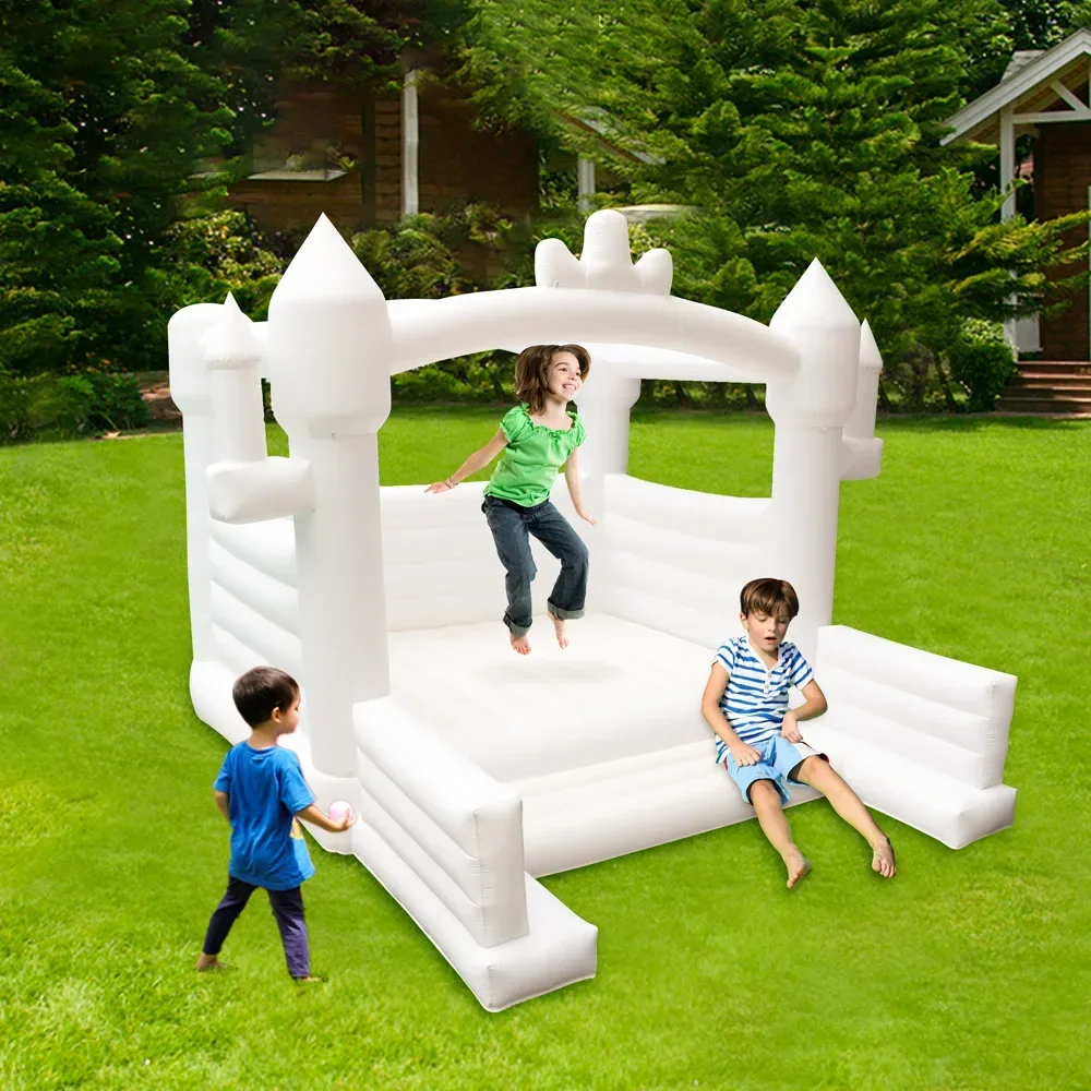 Afbeelding 4: Springkasteel kindertrampoline, trouwkasteel, witte bruiloft springkasteel trampoline