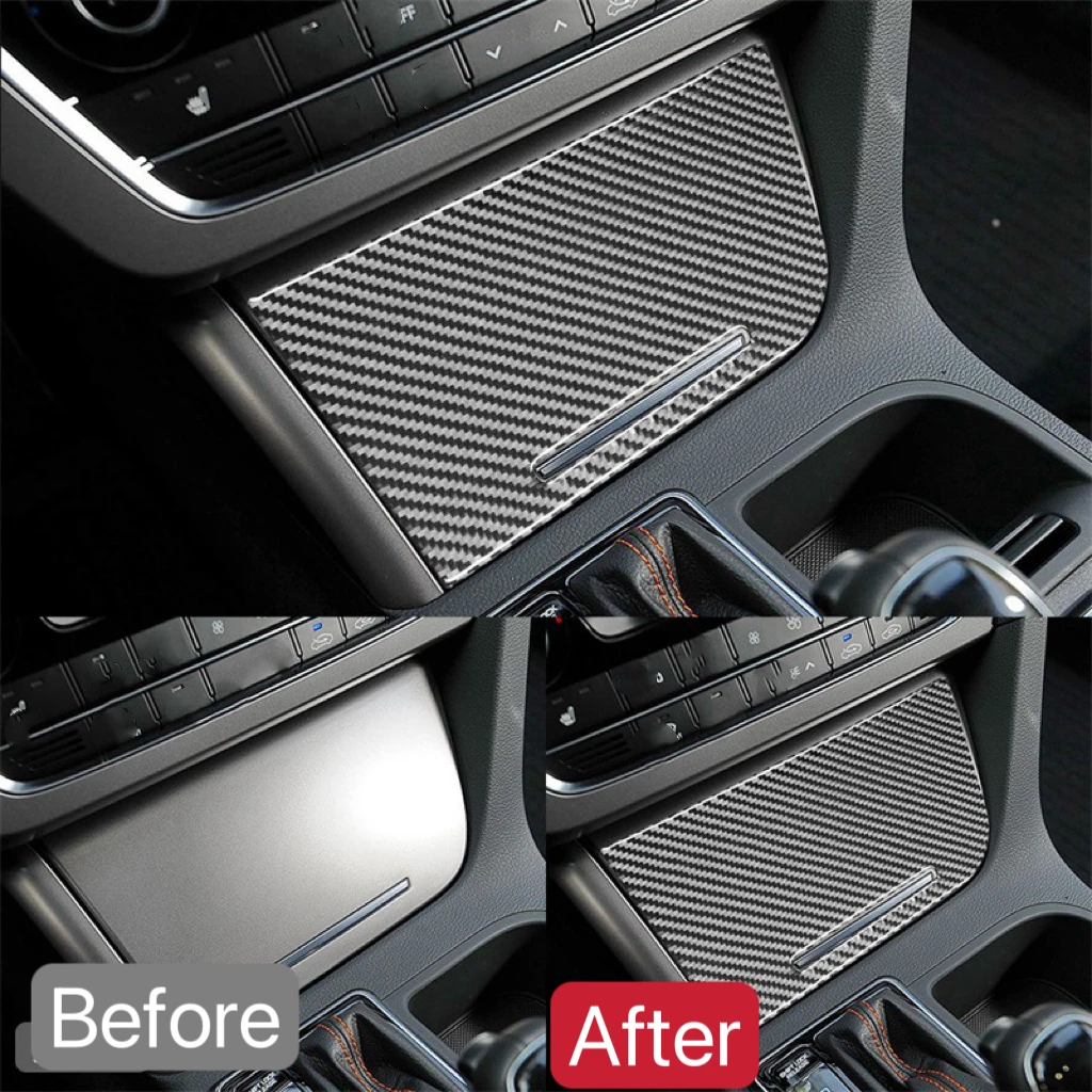 For Hyundai Sonata Central Control Storage Box Panel Trim Carbon Fiber 2015 2016 2017 2018 2019