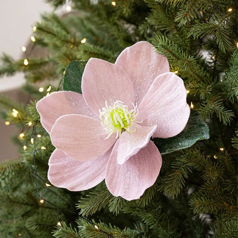 25 cm künstliche Weihnachtsblume, glänzend, realistisch, Weihnachtsstern, Samt, handgefertigt, Weihnachtsbaumschmuck, Heimdekoration
