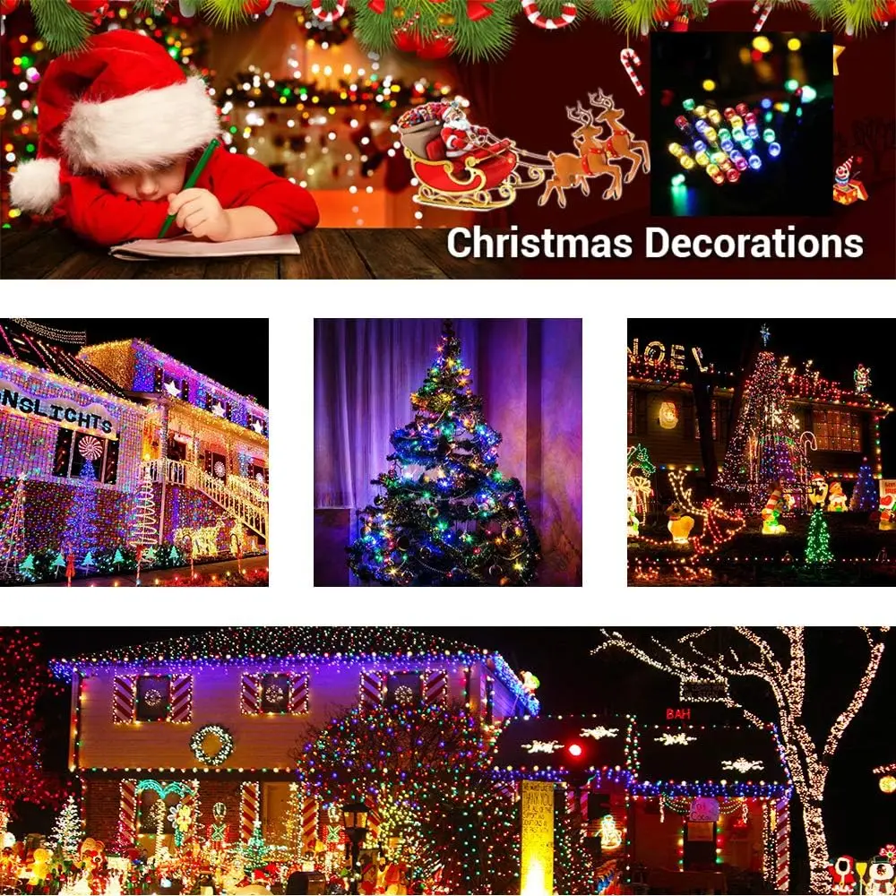 4Pcs LED Solar String Lights Outdoor Fairy Lights Waterproof 8 Mode Lights for Wedding Party Christmas Bedroom Patio Decoration