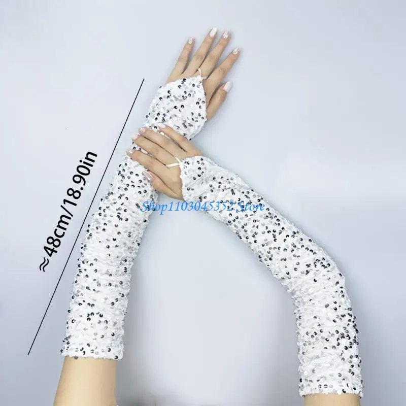 Guanti lunghi da sposa Guanti con paillettes Guanti per spettacoli teatrali Spettacoli serali Guanti da donna Guanti da donna