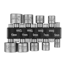 9 Stuks Power Noten Driver Boor Gereedschap Set 1/4 ''Driver Hex Shank Sleutels Metrische Dopsleutel Schroef Slagschroevendraaier bit Set Voor Po