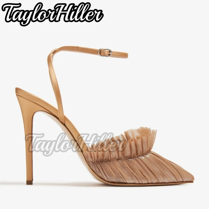 أحذية خفيفة الخزامى شبكة الكعب الصنادل النساء مدبب تو عالية الكعب النساء الفاخرة حذاء من الكريستال صيف جديد أنيق 2026 الاتجاه الجديد