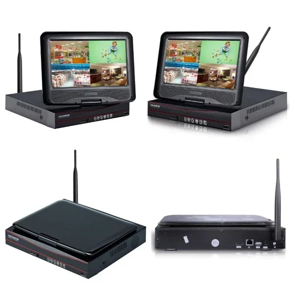 4chs 1080P Wifi NVR พร้อมระบบกล้องรักษาความปลอดภัยภายในบ้านขนาด 10.1 นิ้วไร้สาย
