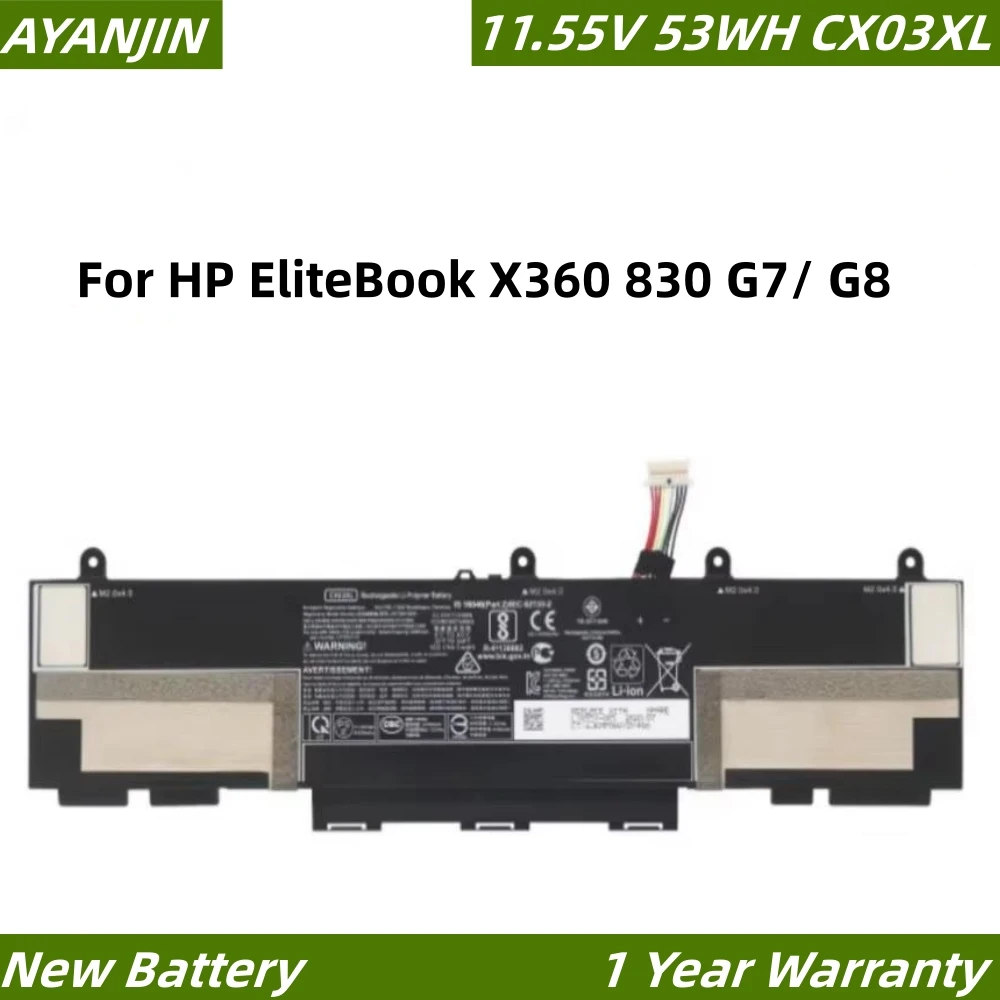 

11.55V 53WH CX03XL Laptop Battery For HP EliteBook X360 830 G7/ G8 HSN-I42C L77624-421 L78551-005 HSTNN-LB8R