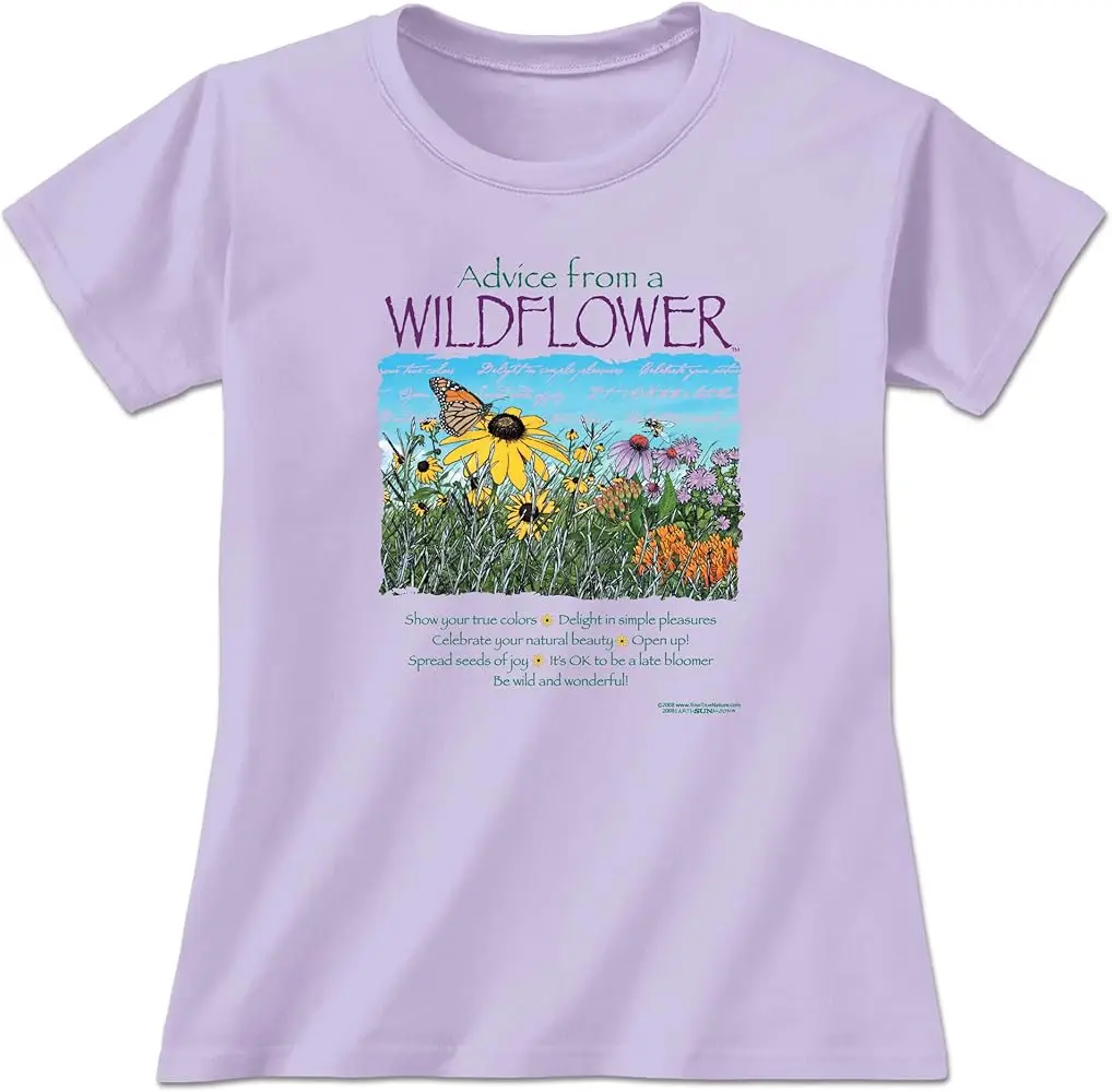 A Wildflower Ladies T-Shirt, Lavender  High Quality 100%Cotton Short Sleeve