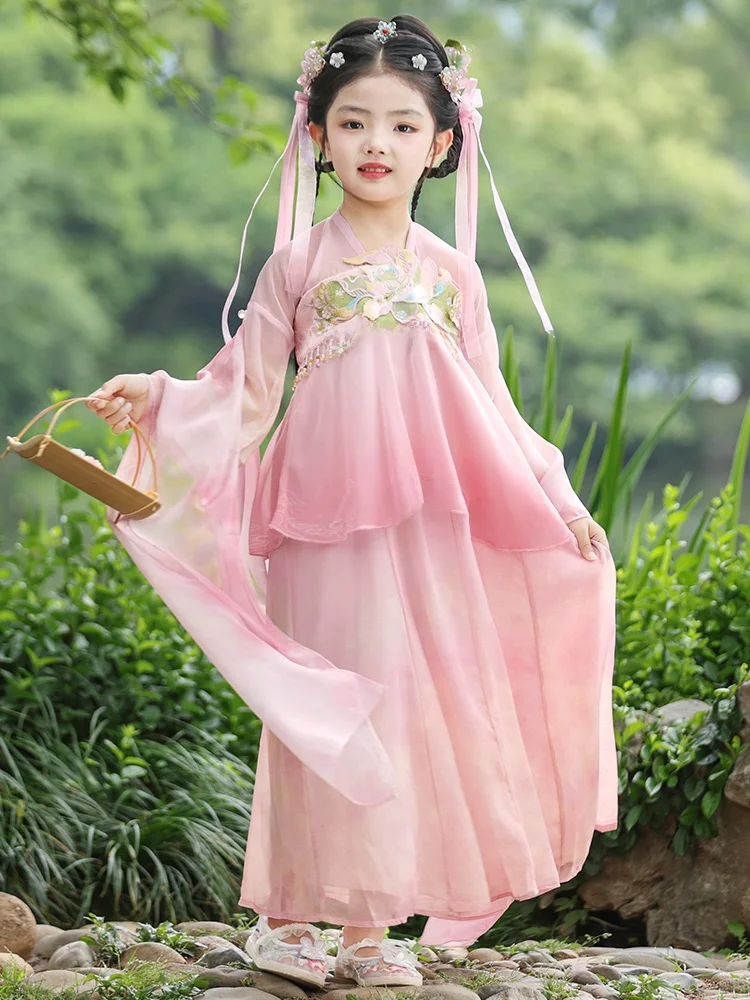 

Children's Pink Hanfu Classical Dance Performance Costume Fairy T Princ Outfit Traditional Chinese Sle Girls' Clothing