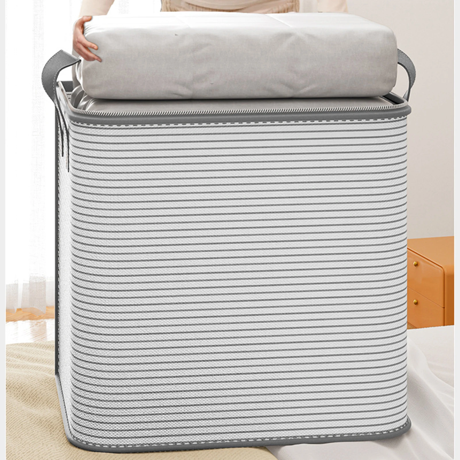 

High Capacity Quilt Storage Bag With Handle Zippered Closure Dust-Free Organiser For Home/Travel