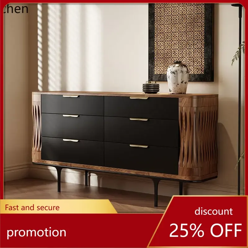 

HXL Solid wood storage cabinet Vintage dining side cabinet Modern villa living room storage drawer cabinet