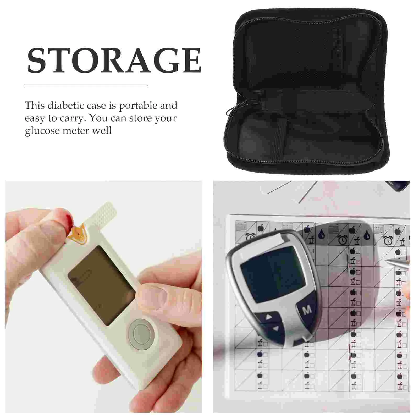 Blood Glucose Meter Storage Bag Case Organizer Diabetes Holder Bags Supplies 210d Lining Cover Carrier Testing Kit