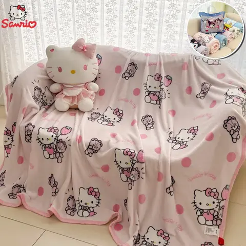 Sanrio Kuromi 담요 만화 담요 소파 소파 침대 캠핑 여행 귀여운 홈 부드러운 따뜻한 태피스트리 장식 홈 선물