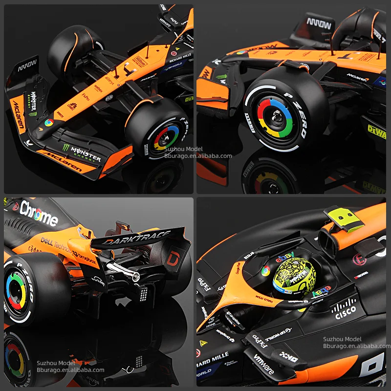 Bburago 1:24 F1 マクラーレン MCL38 合金車ダイキャストモデルおもちゃコレクションフォーミュラ 1 2024 シーズン 4 # ランド・ノリス 81 # オスカー・ピアストリ
