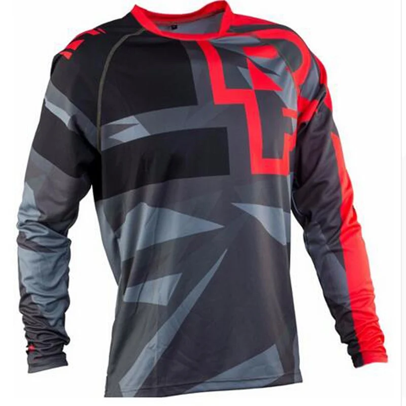 New Summer 2022 motocross shirt men Black Red breathable mountain bike mtb long sleeve racing bike shirt cycling jersey