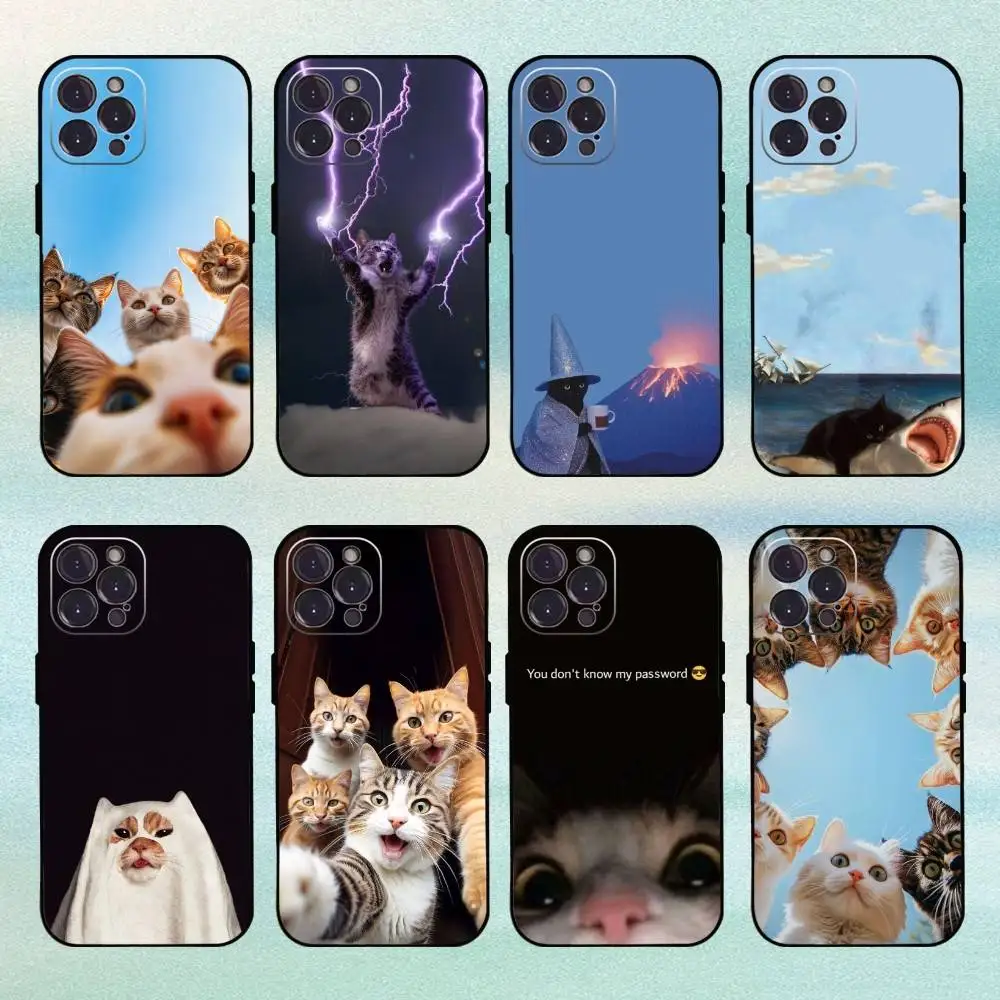 

C-Cute Funny cat memes Phone Case For iPhone 16,15,14,13,12,Plus,Pro Max, 5G Others Soft Black Cover