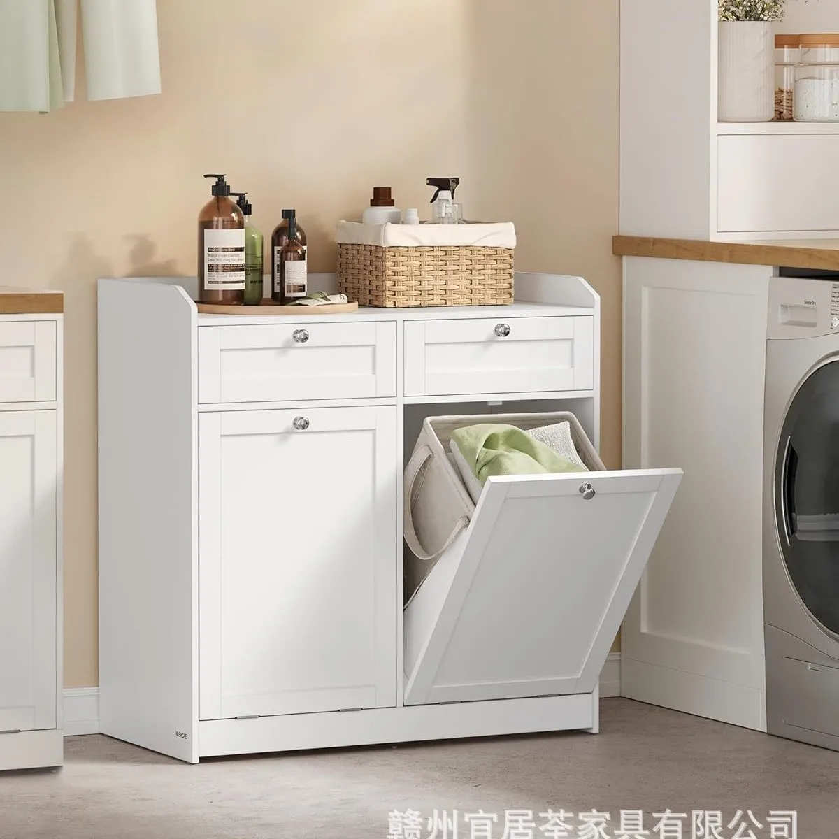 Customized cross-border hot-selling bathroom laundry storage cabinet hidden laundry basket independent tilt laundry basket with