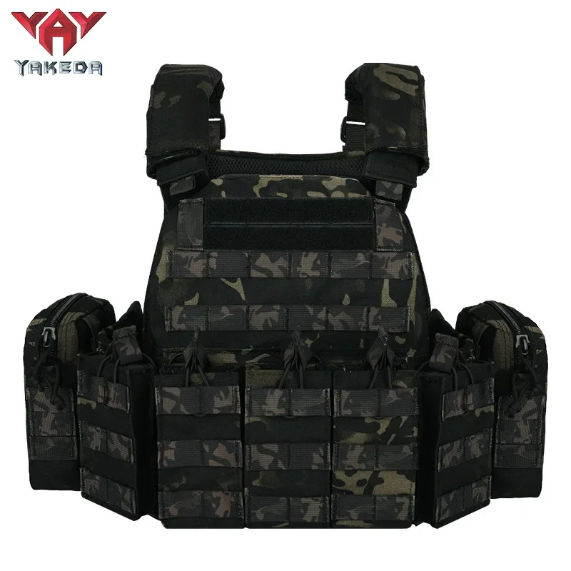 Imagem -05 - Nylon Colete Tático ao ar Livre Caça Protetora Ajustável Multifunções Molle Airsoft Equipamento de Combate Yakeda1000d