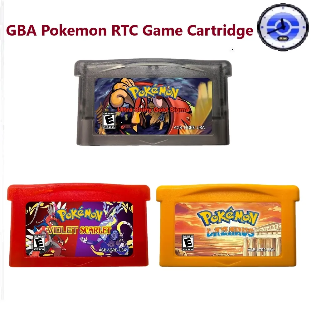 

GBA RTC English Game Cartridge,Pokemon Violet Scarlet， Ultra Shiny Gold Sigma， Lazarus ， GBA Flash Game Cartridge， ROM Modified