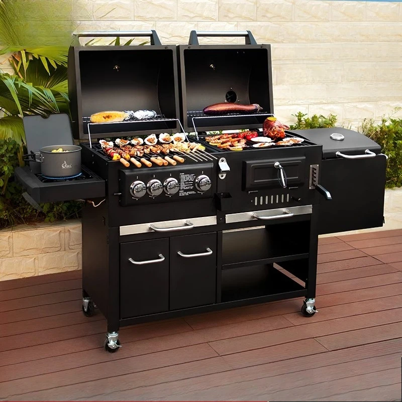 

Carbon and gas courtyard outdoor barbecue grill family villa