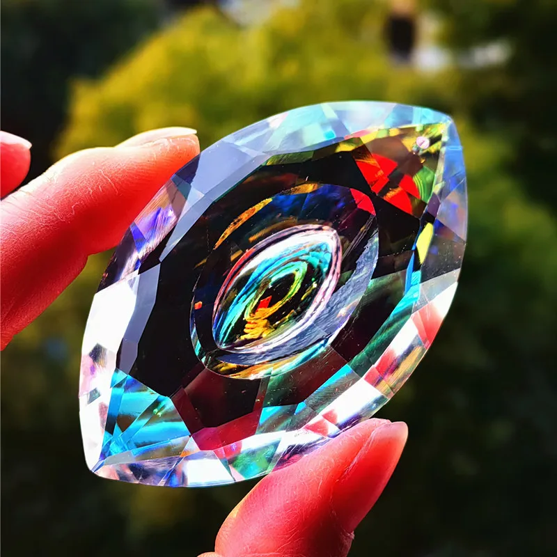 76mm Rainbow K9 Crystal Diy Sun Catcher Glass Chandelier Pendant Beautiful Ornament Christmas Tree Hanging Home Decoration