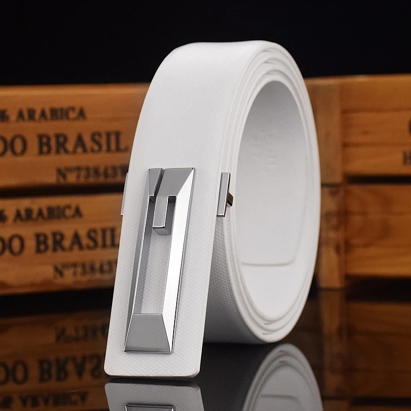 White men genuine leather small g letter buckle belt high quality designer classic young men for Business Casual Style QS108