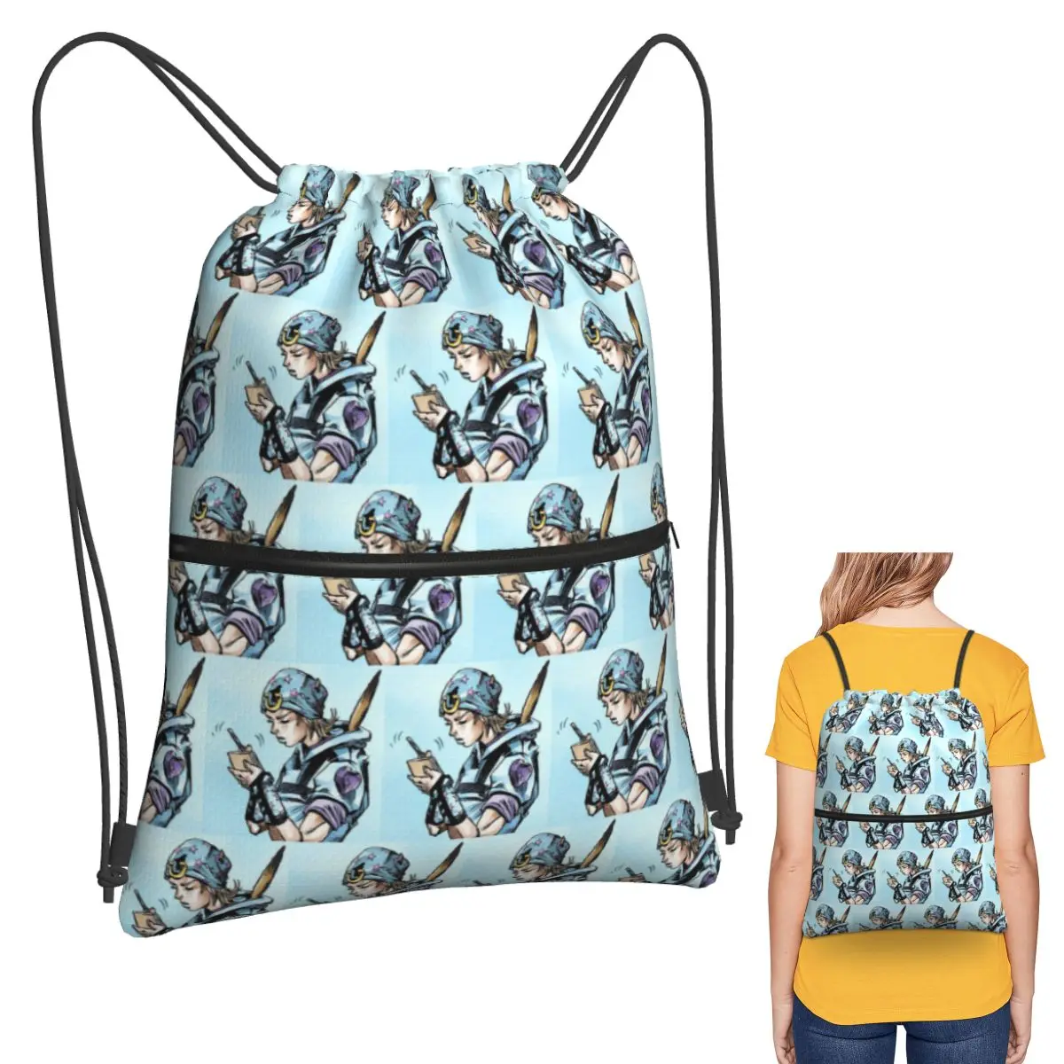 Anime Johnny Joestar JoJo's Bizarre Adventure Backpacks Fashion Drawstring Bags Sports Bag Book Bags for Travel School
