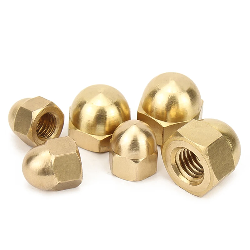 1/ 2/ 5/ 10/ 20/ 50Pcs DIN1587 M3 M4 M5 M6 M8 M10 M12 M14 M16 Brass Cap Hex Nuts Decorative Dome Head Cover Semicircle Acorn Nut