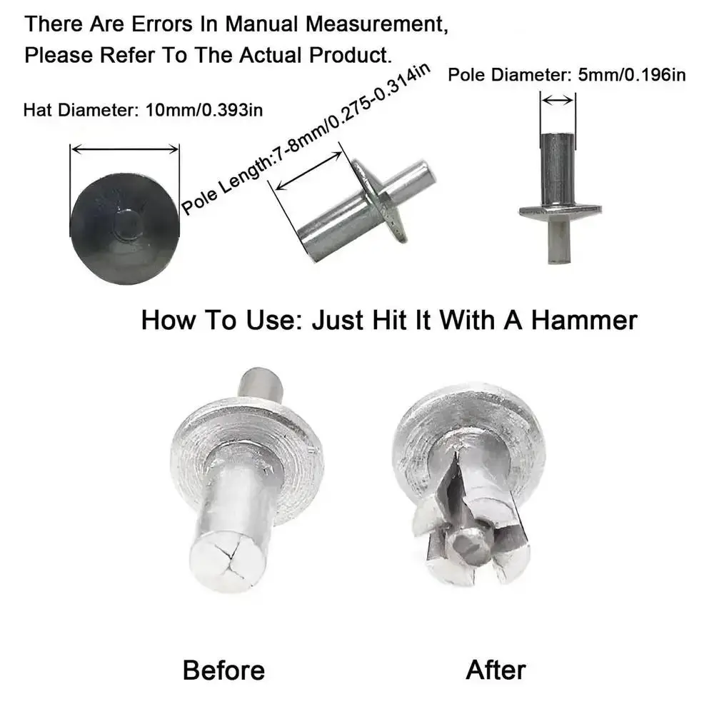 Fasteners Hardware Tapping Expansion Screws Fixing Tool Head Percussion Expansion Rivets Aluminum Core Hammer Drive