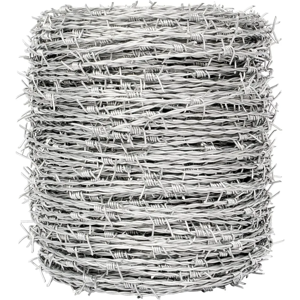 

1320 Feet 4-Point Barbed Wire Roll, 18 Gauge, Ideal for Craft Projects, Animal Deterrent, Bird Feeders, and Garden Protection
