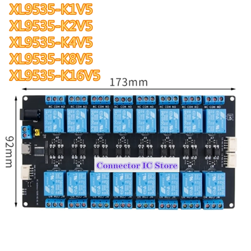 Original XL9535 1/2/4/8/16 way expandable relay module 5V power supply IIC communication optocoupler isolation