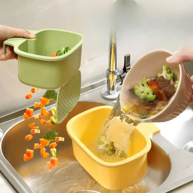 

2025 model kitchen Sink Filter Basket, Sink Washing Basin Anti Leak Filter Basin, One Click Press Type Grid Drain Storage Rack