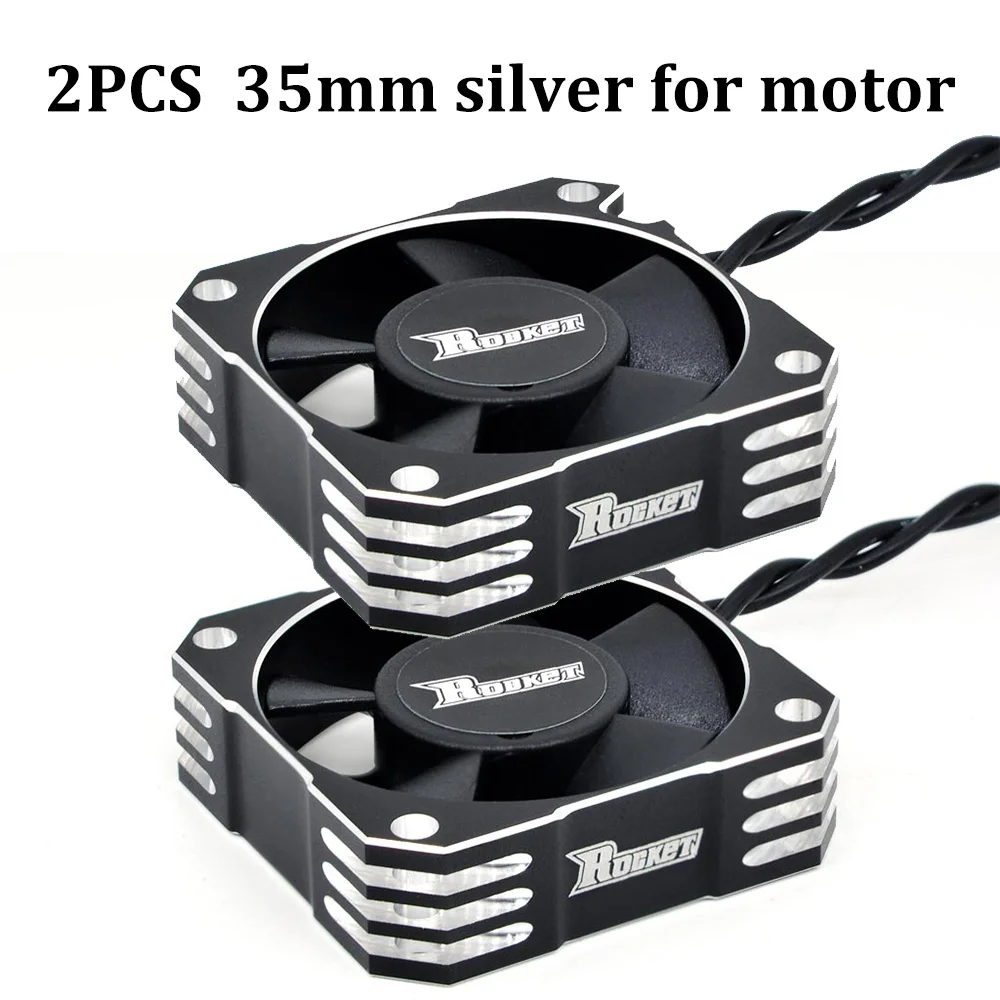 2 Stück SURPASS Rocket Kühlventilator 25mm 30mm 35mm 40mm 50mm Metall-Motorlüfter Wärmeableitungsventilatoren Abdeckung für 1/8 1/10 RC Auto Motor