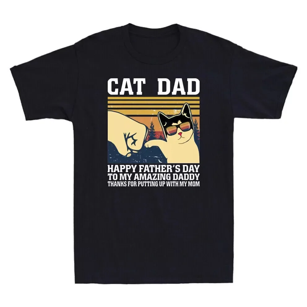 Cat Dad Happy Father's Day To My Amazing Daddy Vintage Men's T-Shirt Tee