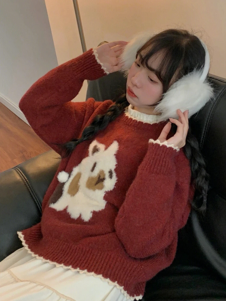 Jerséis mujer Chic todo-fósforo dibujos animados Ins Otoño Invierno suéteres de punto estudiantes diarios Harajuku suave elegante Popular de moda