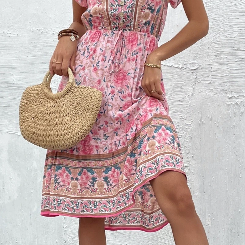 Elegant Sexy V-neck Women's Su - đánh giá và giá Sundress Midi Floral
