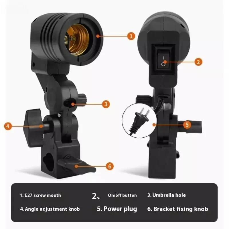 E27 AC Socket Lamp Single Head Bulb Holder Photography Light Bulb Mount For Photo With 1.8M Cable Cord Light Bulb Stand