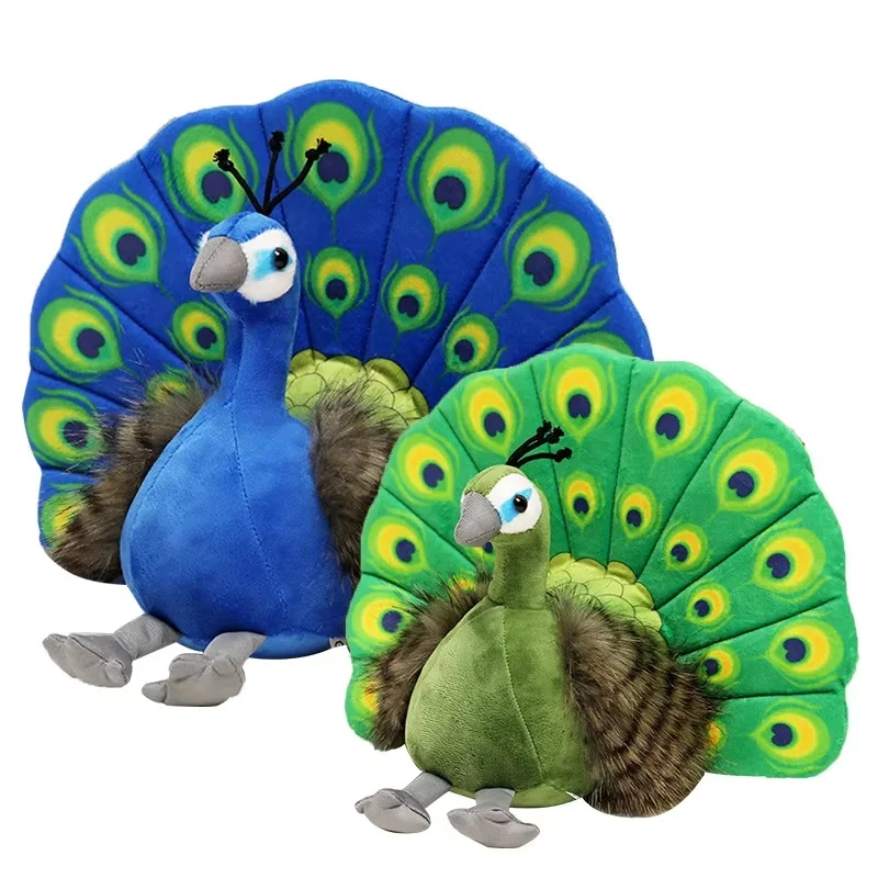 Beautiful Simulation Peacock Plush Toys Green Blue Peacock Spread Tail Soft Stuffed Animals Pillow Birthday Christmas Gifts