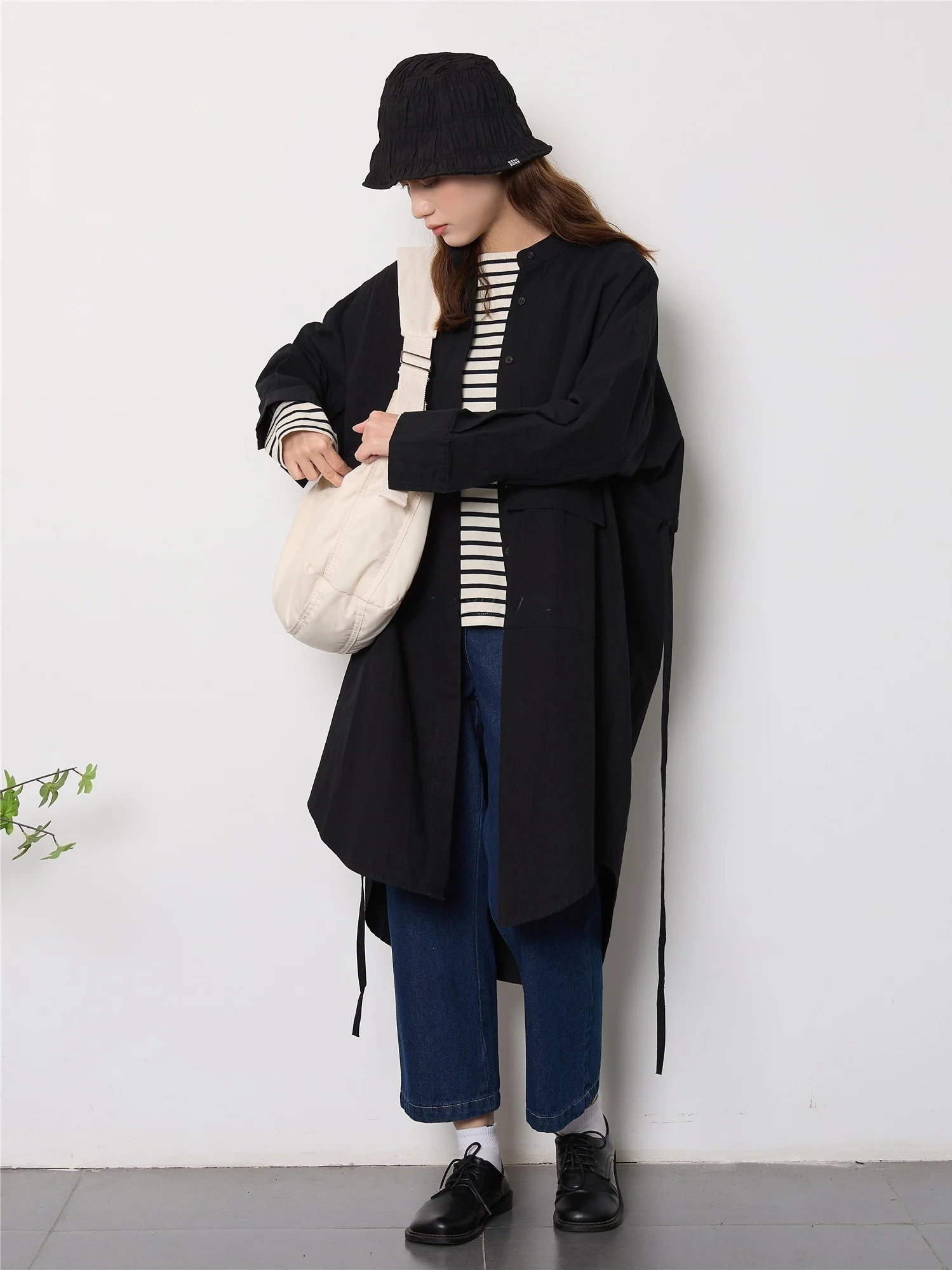 

Осеннее винтажное пальто Annuus: свободный крой, средней длины, широкий цветовой спектр, в японском стиле, повседневное