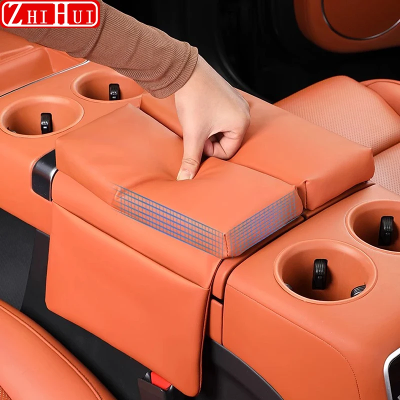 For Li Lixiang L6 L7 L8 L9 Car Styling Armrest Box Height Increase Pad Leather Protective Cover Storage Bag Auto Accessories