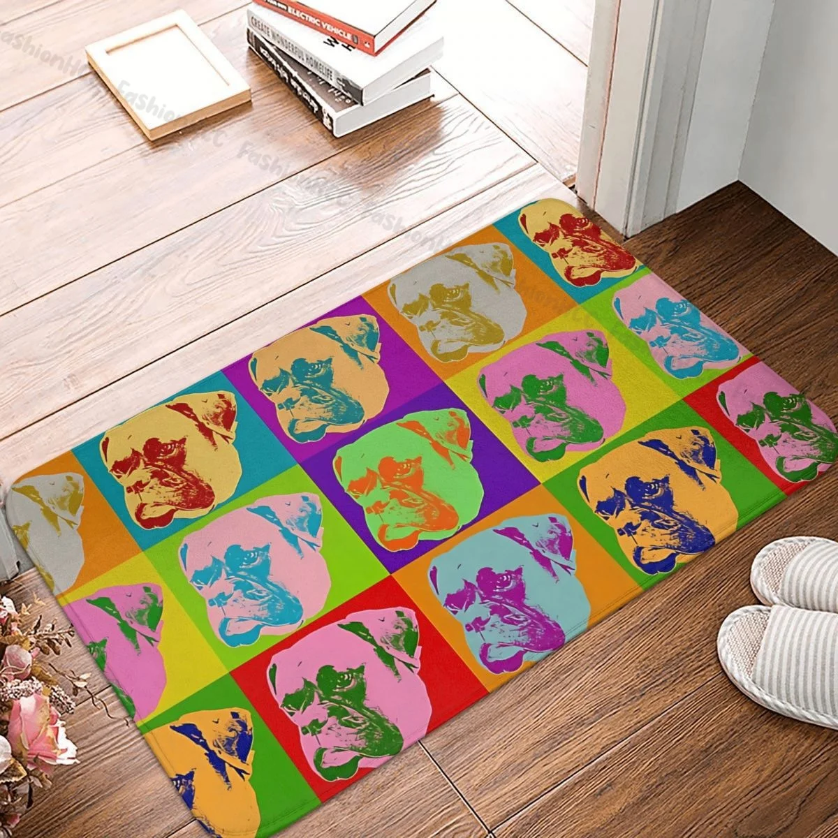 Pop Art Bath Mat Boxer Dog Pop Art Retro 90s 80s 70s 60s Bright Colors  Love Boxer Dogs Doormat Kitchen Carpet  Rug Home Decor