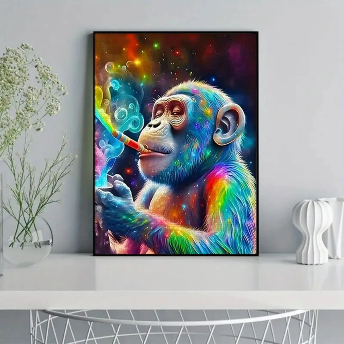 Puzzle dla dorosłych i rodzin - 500/1000/1200 elementów, duże, trudne, trójwymiarowe, tęczowe, z motywem małpy i szympansa w stylu kameleon, grube, D