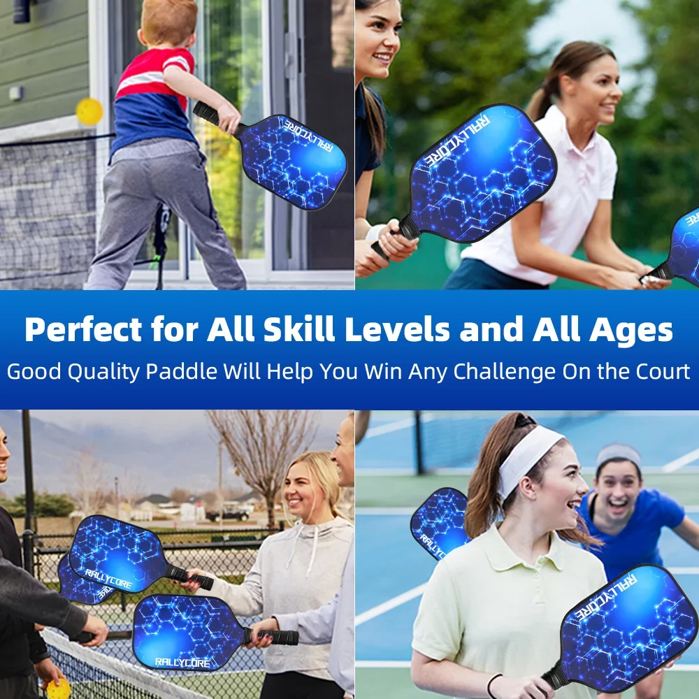 Premium glasvezel pickleball peddels set van 2 |   High-Friction Surface Rackets voor verbeterde controle - Perfect voor mannen en vrouwen