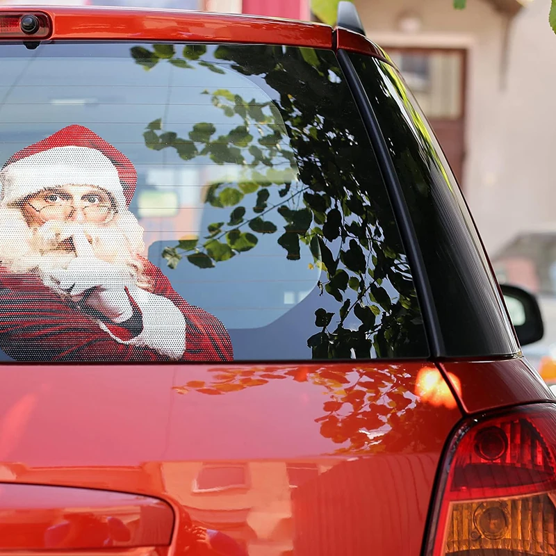 Santa Claus decorated car window stickers, PVC self-adhesive Christmas decoration car stickers, Santa Claus fun stickers