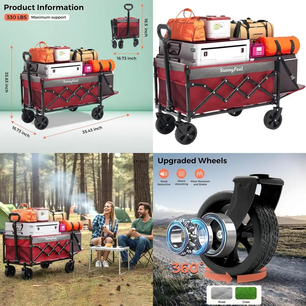 

Складная тележка-тележка с удлиненной задней дверью, сверхмощная складная уличная тележка для кемпинга, пляжа, сада и продуктов