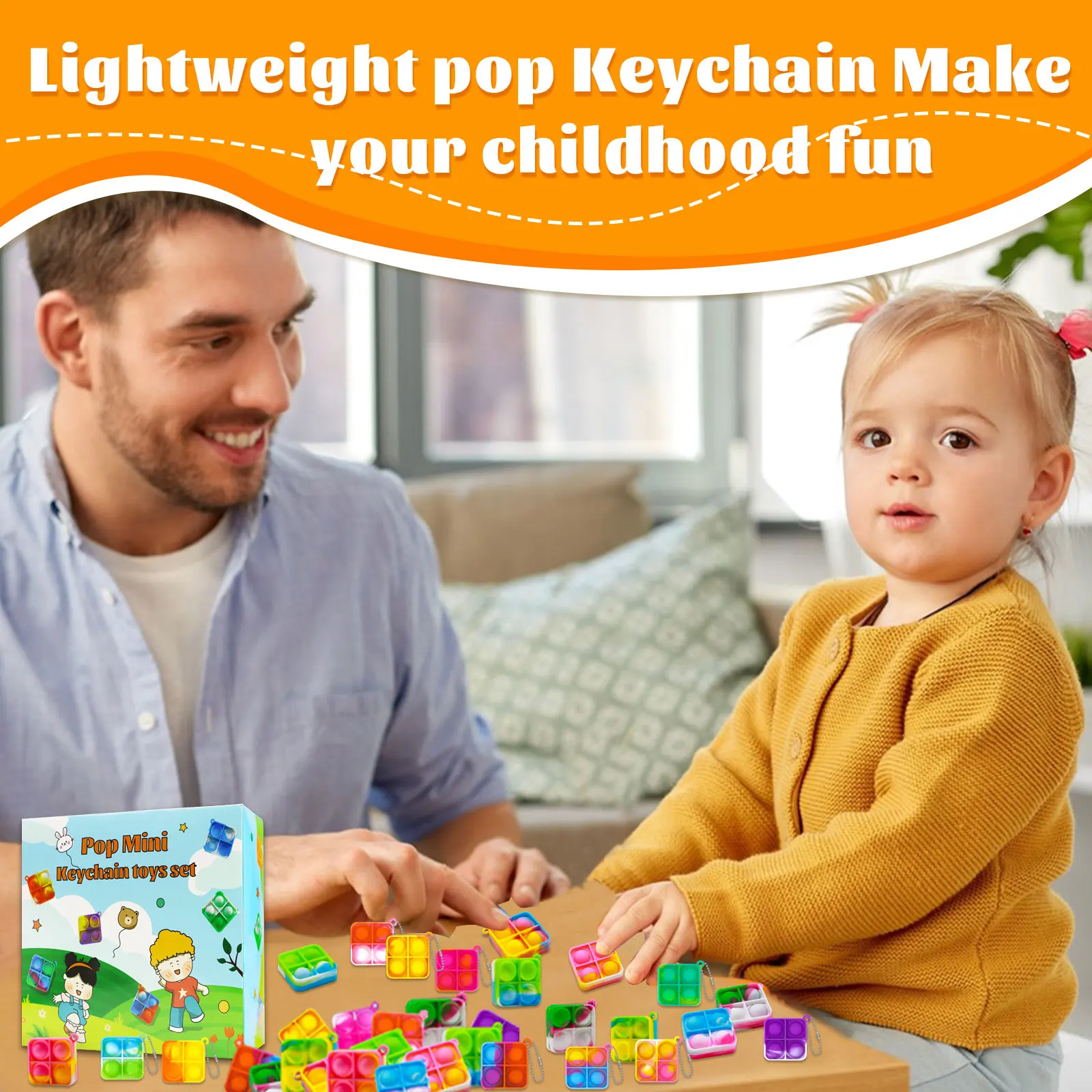 Mini Pop Fidget Keychain Toys Bulk Pack for Kids Classroom Prizes Goodie Bag Party Favors It Bubbles Poppers Student Engagement - view 6